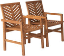 2 Piece Outdoor Patio Chevron Wood Chair Set All Weather Backyard Conversation Garden Poolside Balcony, Set of 2