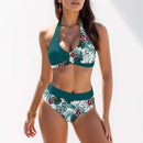 Sexy Printrd Bikini 2024 Swimsuit For Women Push Up Halter Neck Bikini Set High Waist Brazilian Bathing Suit Female Beach Wear - M & M Global