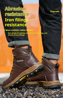 Rotating Button Steel Toe Safety Shoes For Men's Work Boots Indestructible Work Construction Pu Leather Anti Puncture Men Boots