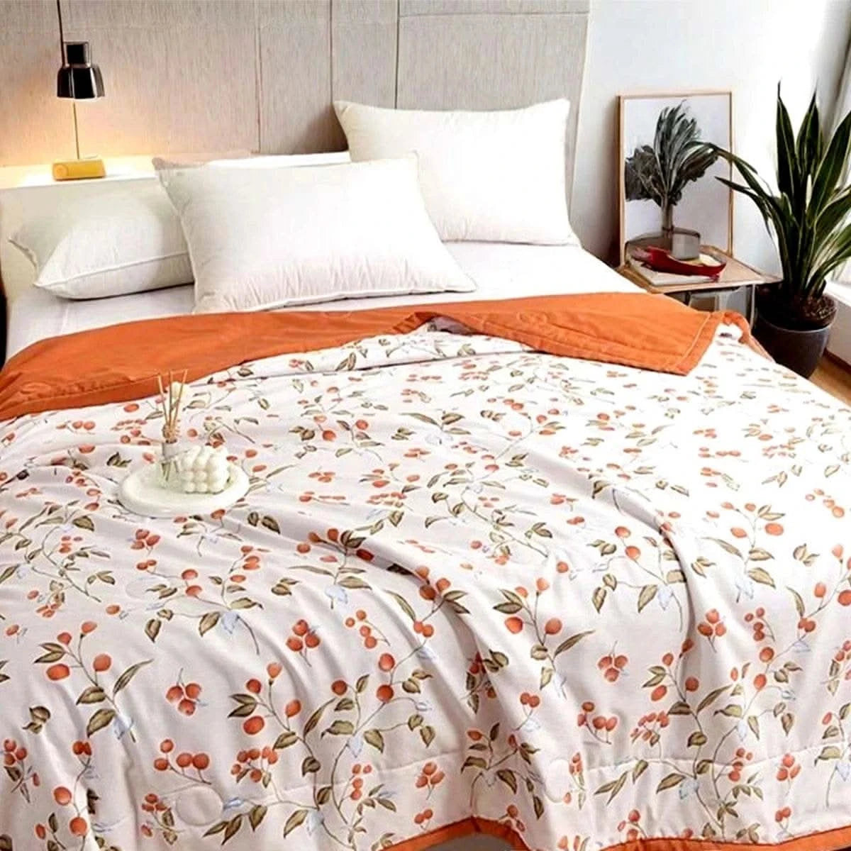 AB double board design Chinese Acacia Red Bean Printed Summer Quilt, delicate texture, care for your sleep - M & M Global