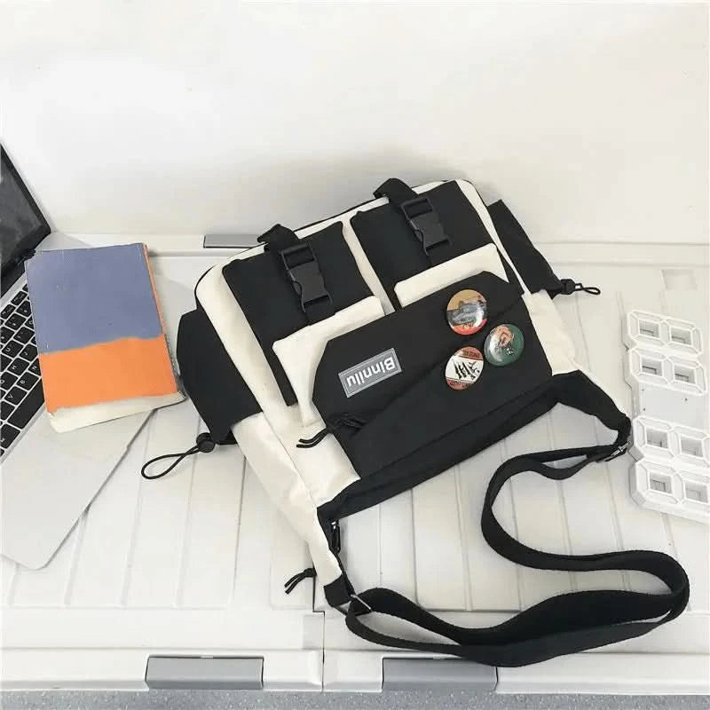 Preppy Casual Nylon Crossbody Bag For Men Women Teen Messenger Bag, Student Commuter Single Shoulder Bag For Travel Daily Use - M & M Global