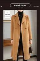 Plus Size Women's Mid-Length Woolen Coat 2025 Spring Autumn Slim Fit Woolen Coat Outerwear Pure Color Korean Casual Style But...