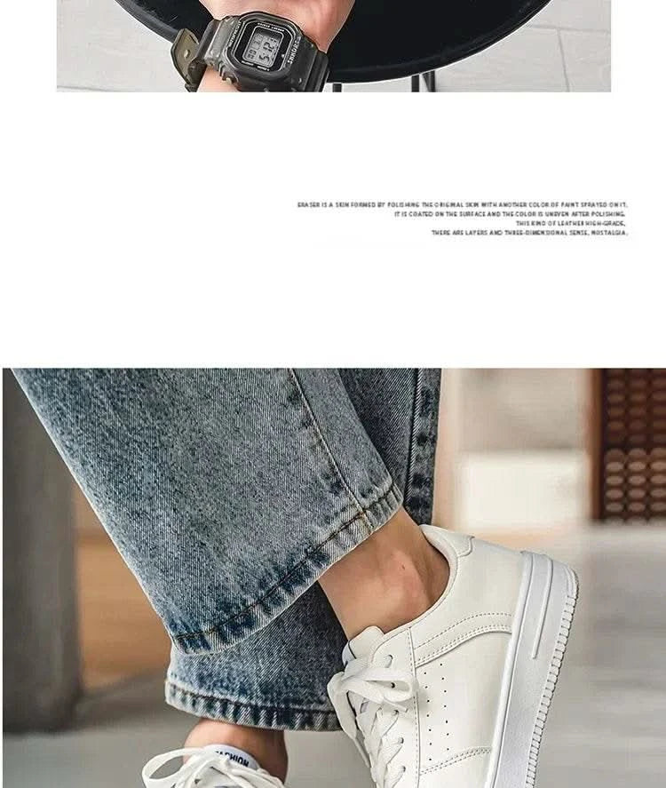 Casual Men's Sneakers Autumn 2025 New Style Winter Pure White Fiberglass Synthetic Lining Rubber Sole Unisex Leisure Shoes - M & M Global