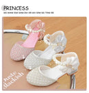 Rhinestones Princess Party Shoes Shiny Crystal Bow White Children High Heels Girls Sandals Summer Kids Student Performance Shoes - M & M Global