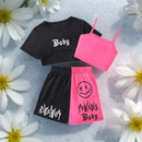 New Kids Girls Clothing Set Summer Short Sleeve Fashion Three Piece Girls Suit Color Block Children Outfits Girls Clothes 8-12Y - M & M Global