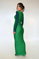 Mozision Hollow Out Sparkle Long Sleeve Maxi Dress For Women Glitter Vestidos Robe New Bodycon Shiny Night Club Party Long Dress - M & M Global
