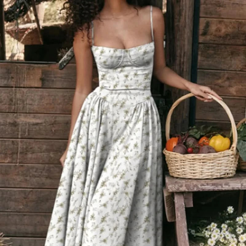Summer Women Elegant Sleeveless Backless Pleated Dresses Lady Sexy Solid Sling Midi Dress 2024 Female Party Evening A-line Robes - M & M Global