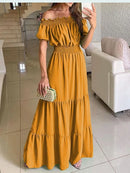 Summer Boho Red Dress Fashion Short Sleeve Beach Long Dress Casual Loose Elegant Holiday Party Dresses For Women Robe Femme 2023 - M & M Global