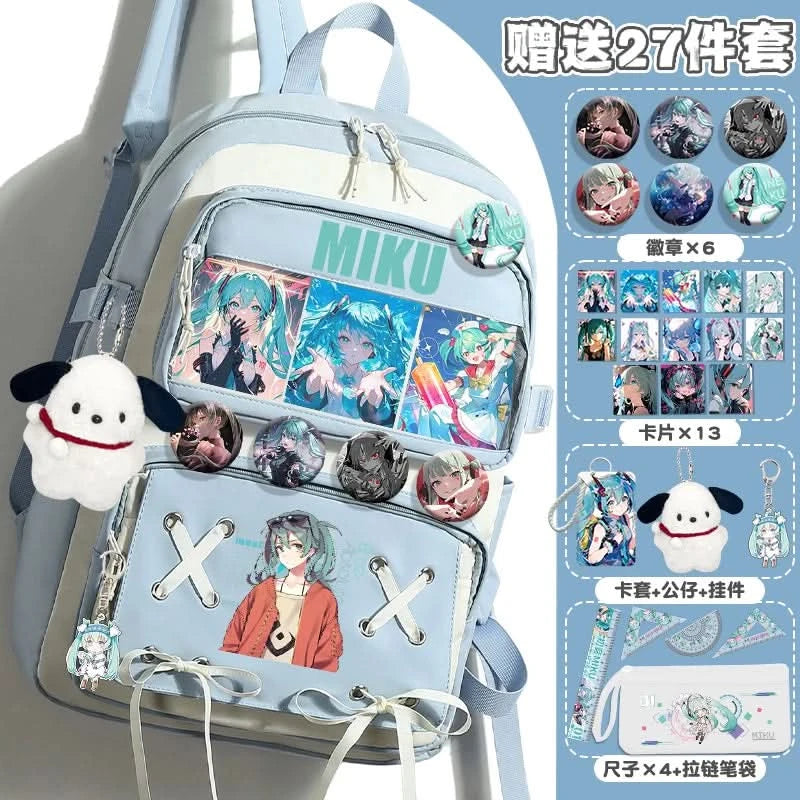 Miku Future School Backpack for Girls 2025 New Fashion Print Youth Pain Bag Large Capacity Backpack for School - M & M Global