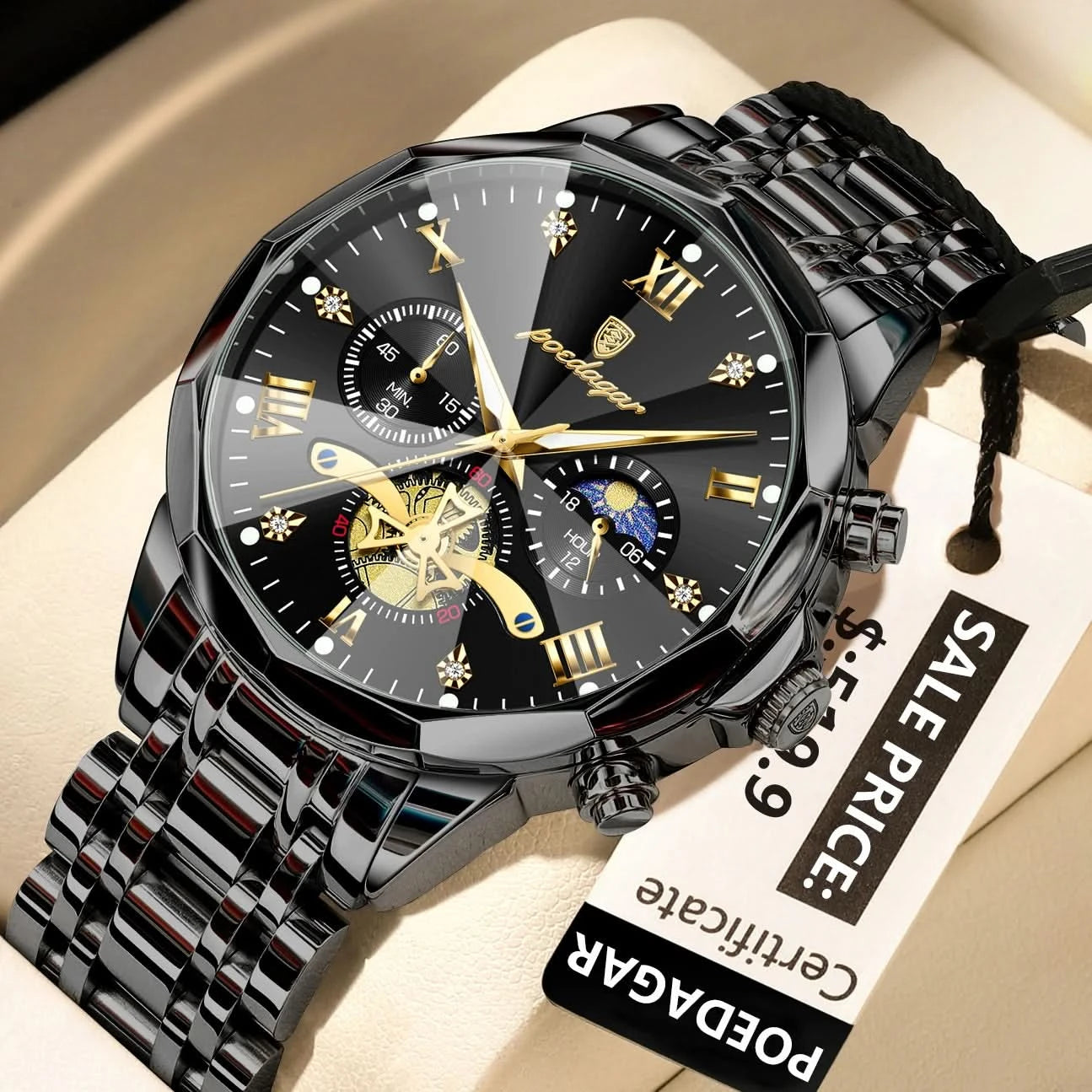 POEDAGAR Luxury Men Watch Top Original Waterproof Luminous Chronograph Man Wristwatch Stainless Steel Quartz Men's Watches Reloj - M & M Global