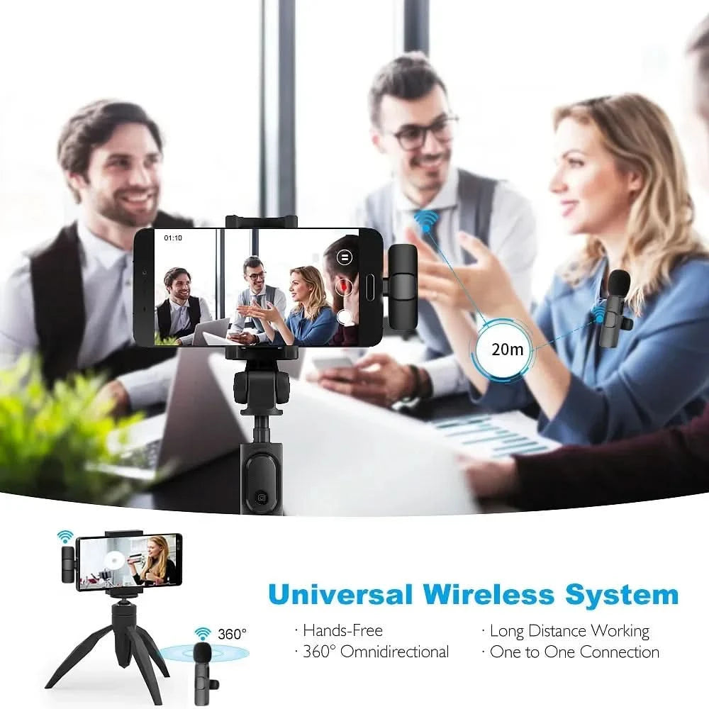 Microphone Wireless Lavalier Microphone for Live Streaming/YouTube/TikTok/Facebook Live Noise Reduction Mic For iPhone/Android - M & M Global