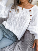 Women Casual Square Collar Buttons Long Sleeve Knitted Pullover Sweaters for Autumn Winter 2026