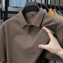 100% pure cotton boutique short sleeved high-end men's polo shirt summer high-quality solid color topsbusiness casual T-shirt