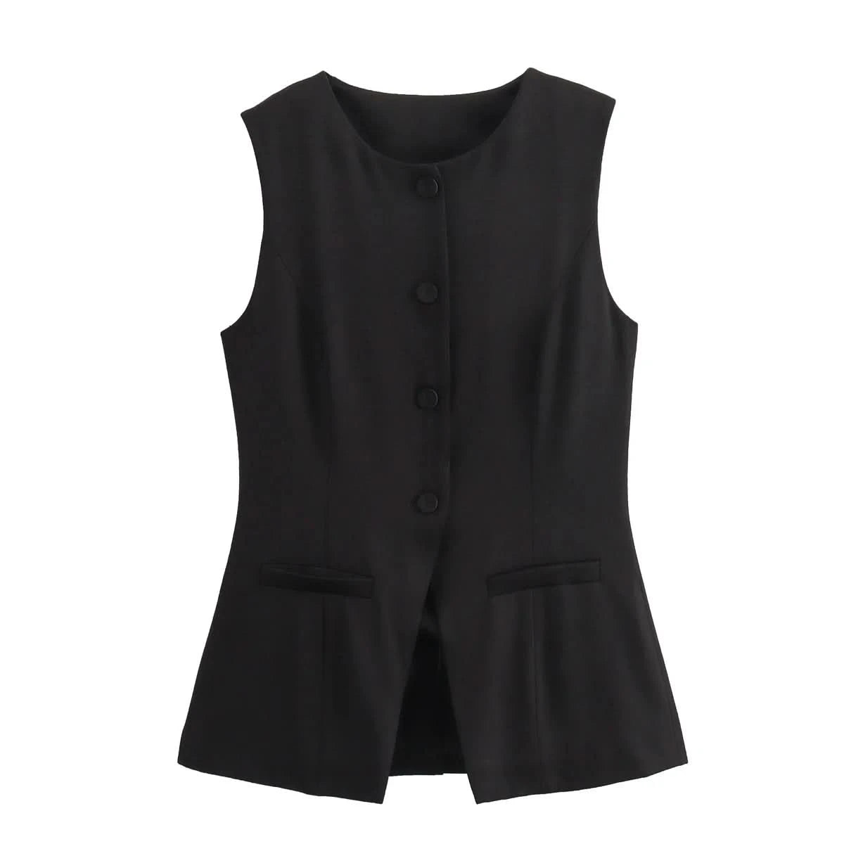 TRAF 2024 White Sleeveless Vest Women Button Summer Vests for Women Jackets Pink Vest Top Women Streetwear Women's Tailored Vest - M & M Global