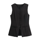 TRAF 2024 White Sleeveless Vest Women Button Summer Vests for Women Jackets Pink Vest Top Women Streetwear Women's Tailored Vest - M & M Global