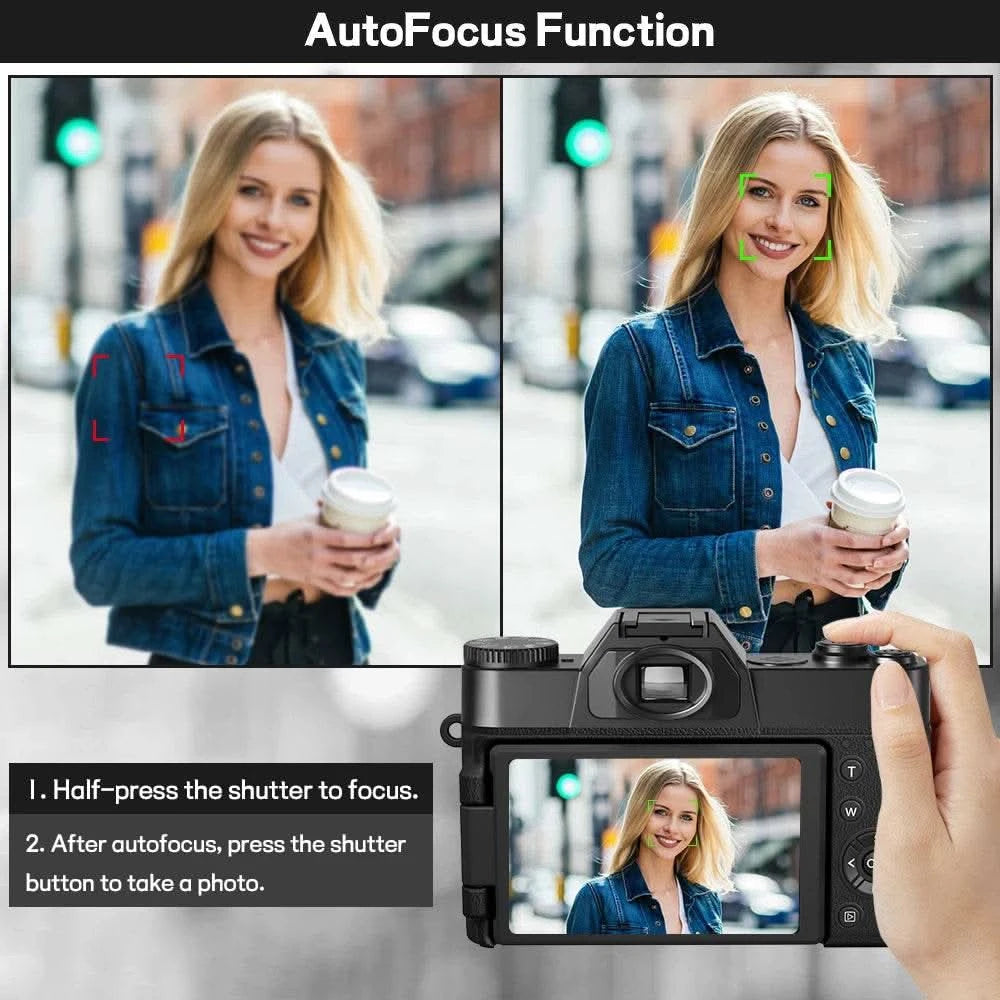 Compact Digital Photography Camera 4K WIFI Webcam Retro Vlog Recorder YouTube 64MP Camcorder 3 Inch Flip Screen Wide Angle Lens - M & M Global