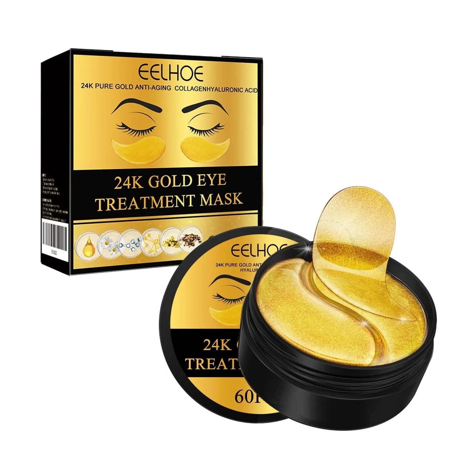 60PCS 24K Gold Eye Mask Anti Dark Circles Removal Eyes Bags Moisturizing Firming Eye Patches Eyes Skin Care Products - M & M Global