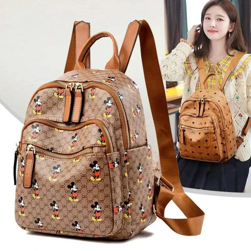 Disney Ladies Backpack Trendy Women's Tote 2025 Mickey Multifunctional Fashion Knapsack Joker Large Capacity Travel Backpack New - M & M Global