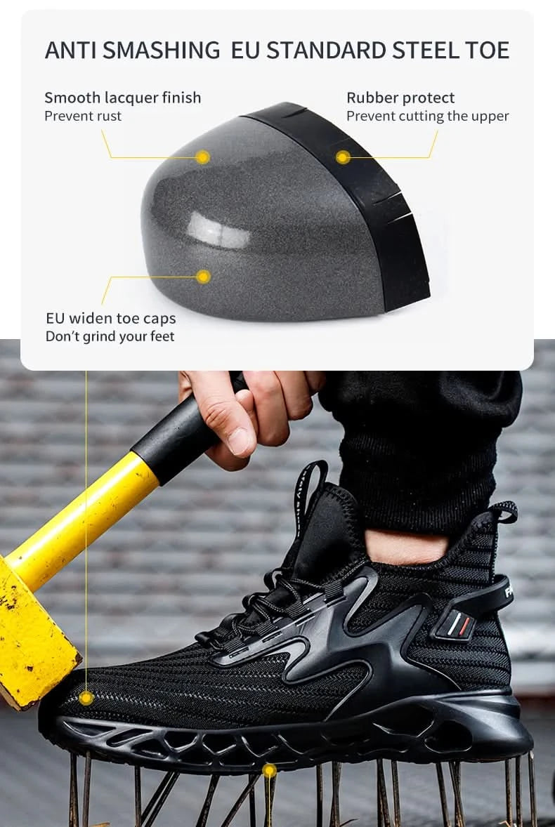 Breathable Steel Toe Boots with Met Guard Puncture Guard Lightweight Sneakers Anti-smash Industrial Safety Shoes Wear-resisting