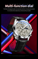 OLEVS Original Watch Leather Strap Moon Phase Luminous Quartz Watches for Man Waterproof Calendar Business Trend Wristwatch - M & M Global