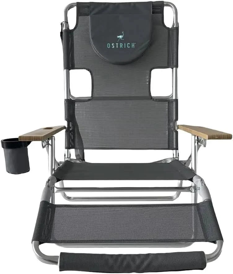 Ostrich Deluxe 3N1 Padded Beach Chair w/ Face Cushion & Arm Holes, Teal - Lightweight Folding Recliner w/ Adjustable Backrest