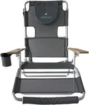 Ostrich Deluxe 3N1 Padded Beach Chair w/ Face Cushion & Arm Holes, Teal - Lightweight Folding Recliner w/ Adjustable Backrest