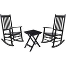 Outdoor Rocking Chair Set, Wood Porch Rocker, 2 Wooden Rocking Chair With Outdoor Side Table, Perfect for Indoor or Outdoor, All
