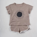 Summer 2pcs Children Clothes Sets Korea Moon Print Outfits Muslin Patchwork Casual Suits Kids Shorts T-shirt Boys Girls Outfits - M & M Global