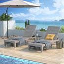 Outdoor Chaise Lounge Chair Set of 2 for Poolside Patio, Water-Resistant Tanning Chair Recliner with Adjustable Backrest,