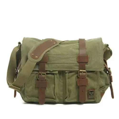 MUCHUAN Canvas Leather Men Messenger Bags   Big Satchel Shoulder Bags Male Laptop Briefcase Travel Handbag - M & M Global