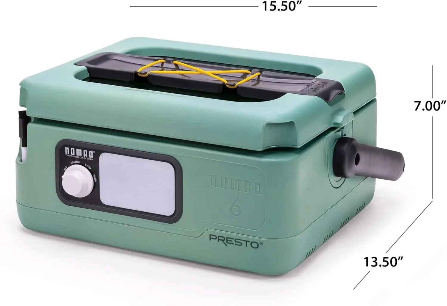 06016 6-Quart Nomad Traveling Slow Cooker, Locking Lid, Dry Erase Board, Green - M & M Global