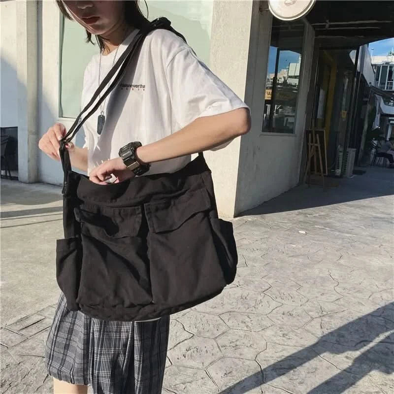 Women Vintage Handbag Canvas Teenager Shoulder Tote Bags Messenger Bags Ladies Casual Handbag Crossbody Purse - M & M Global
