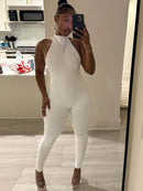 Weird Puss Sexy Peach Buttocks Jumpsuit Women Backless Halter Sleeveless Fitness Skinny Stretch Streetwear Sexy Activity Outfits