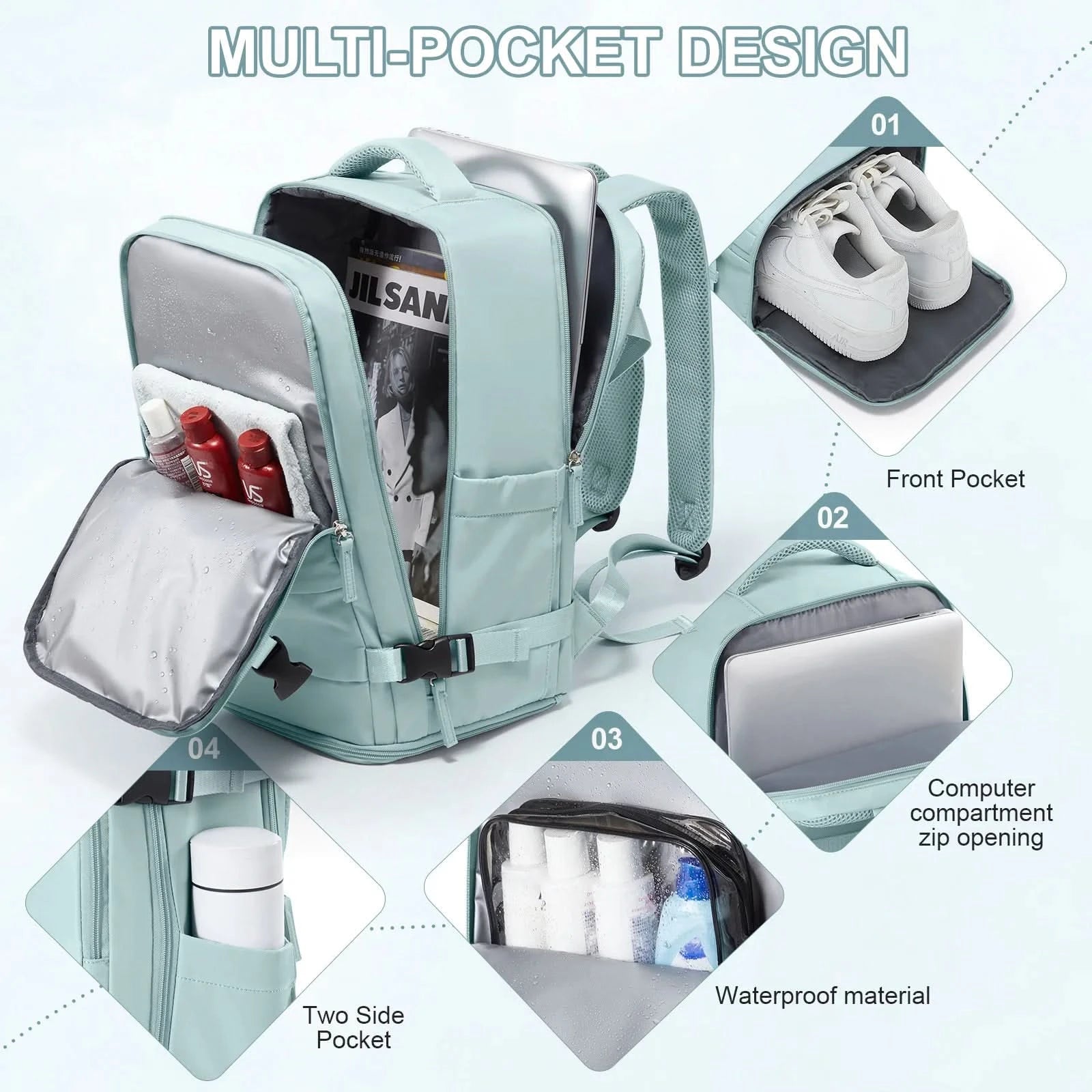 Women Men Hand Luggage Backpack Business College Laptop Travel Backpack Waterproof Carry on mochila viaje cabina avion 40x20x25 - M & M Global