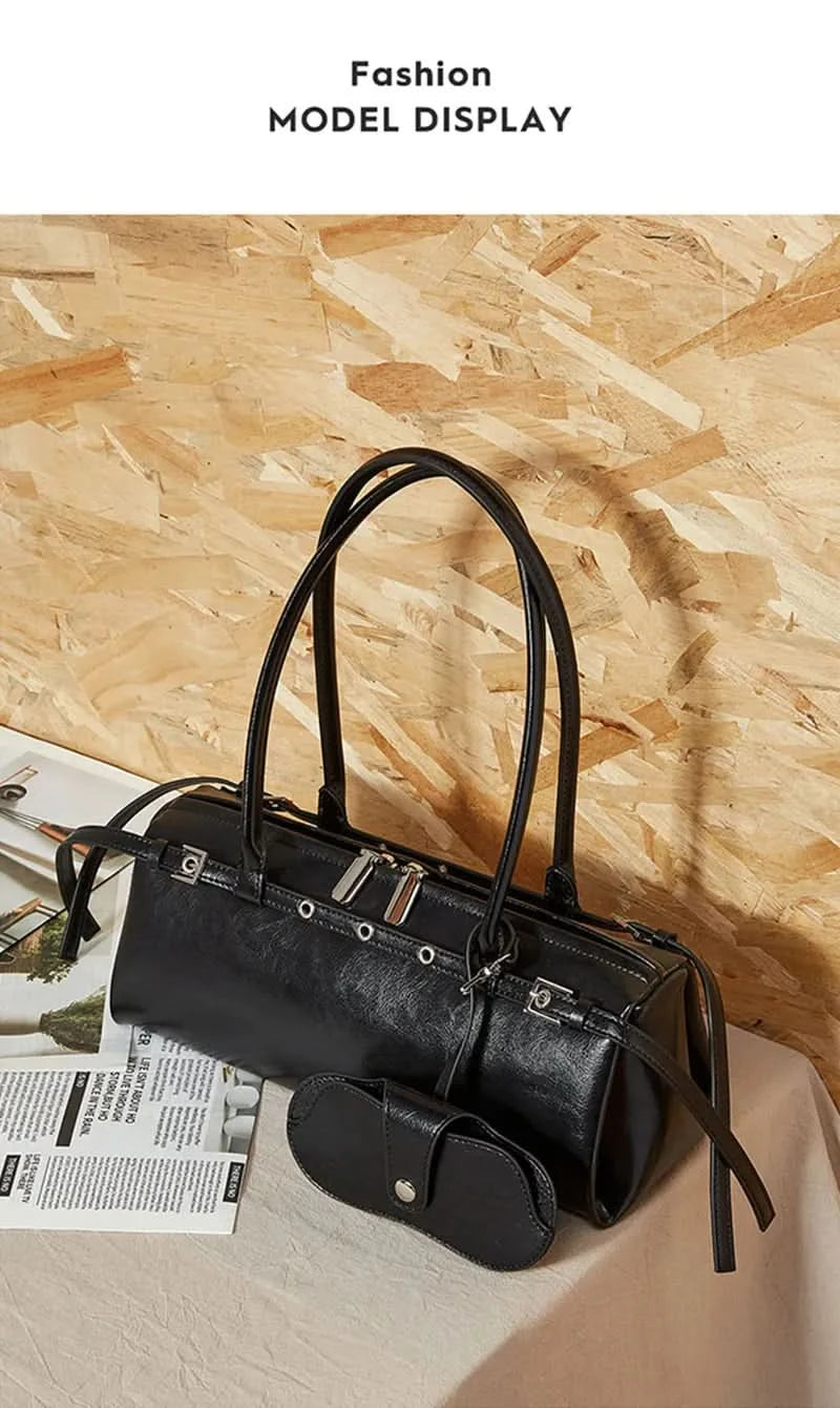 New Women's Rectangle Bag Luxury Designer Shoulder Bags High Quality Cowhide Handbags Fashion Women Baguette Bag 3086 - M & M Global