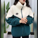Korean Style Loose Thickened Patchwork Cotton Jacket Autumn Winter Women's Fashion Student Lamb Velvet Coat Casual Outerwear