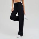 Women's yoga pants high waist wide leg gym casual pants solid color drawstring high elasticity quick drying tight pants