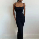 Slim Black Knitted LONG Dress Summer Solid Women Dress Ultimate Waist To Hip Ratio Sling Dress blue sexy pink casual outfit - M & M Global