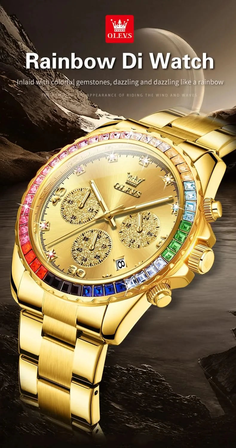 OLEVS 2939 Mens Watch Original Brand Quartz Watch Waterproof Luminous Watch For Men Multifunctional Chronograph Sport Date Reloj - M & M Global