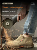 Mens Work Boots Composite Toe Safety Footwear Metatarsal Guard Puncture-Proof Construction Work Shoes Anti-Slip Rubber Outsole