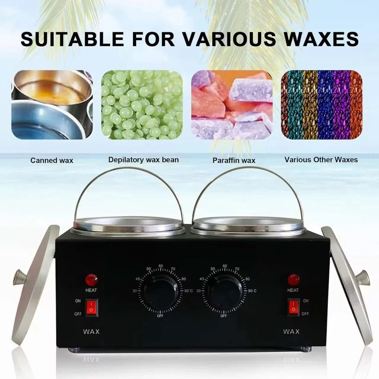 Dual Wax Pots Professional Electric Wax Heater Machine Parrafin Waxing Machine for Hair Removal Facial Skin Body SPA Salon - M & M Global