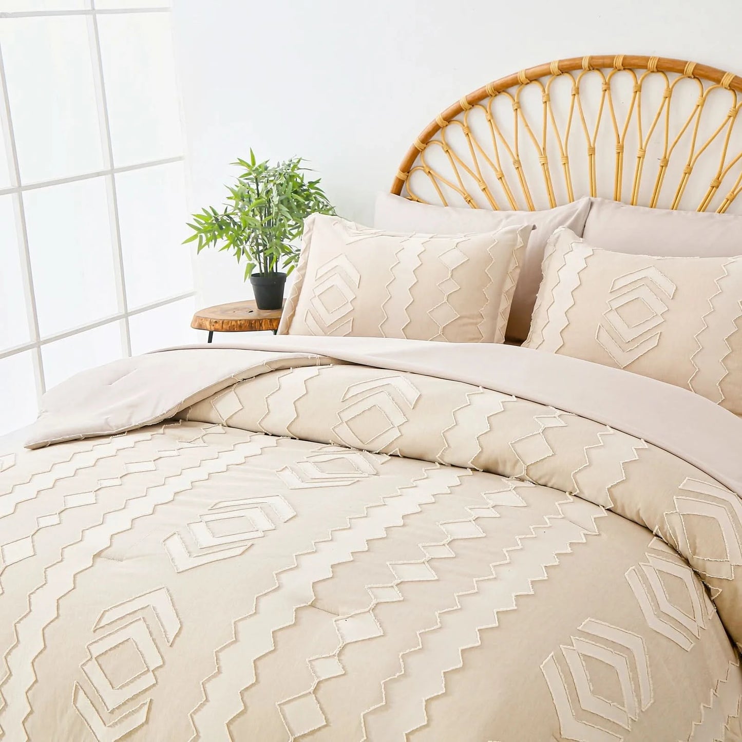 7-piece solid color diamond pattern quilt set, microfiber soft and durable bedding set bedroom decoration gift