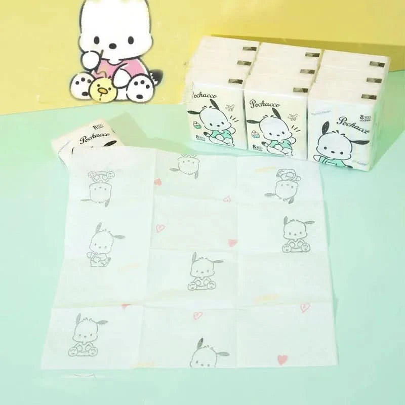 Kawaii Hello Kitty Handkerchief Paper Cartoon Sanrio Pochacco Kitty Printed Napkins Portable Small Pocket Tissues Facial Paper - M & M Global