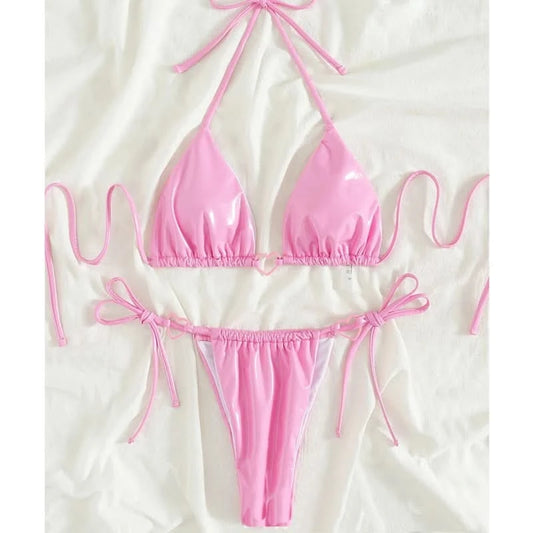 Sexy PU Bikinis 2025 Women's Swimwear Female Swimsuit For Swimming Wear Bathing Suits Brazilian Bikini Set Beachwear Pool Bather - M & M Global