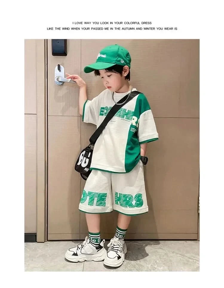 New Summer Teenagers Boys Clothing Sets Child Fashion Letter Top And Shorts 2Pcs Kids Tracksuit 4 5 6 7 8 9 10 11 12 13 14 Years - M & M Global
