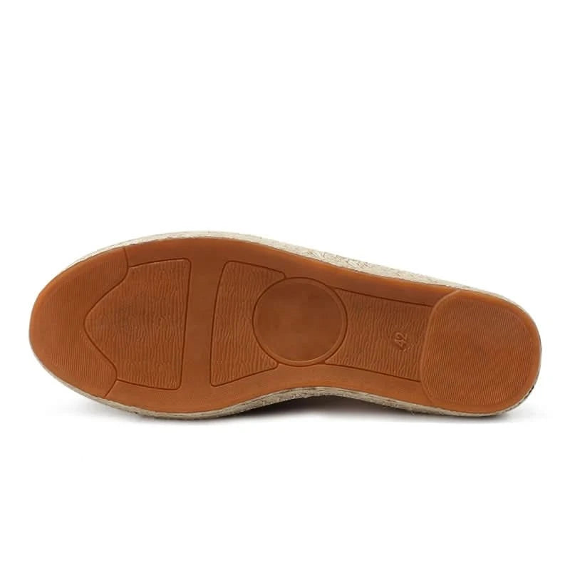 Women Sewing Flax Shoes Slip on Loafers Casual Shoes Man Espadrilles Hemp Canvas Flat Shoes Plus Size Fisherman Driving Footwear - M & M Global