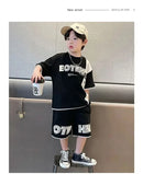 New Summer Teenagers Boys Clothing Sets Child Fashion Letter Top And Shorts 2Pcs Kids Tracksuit 4 5 6 7 8 9 10 11 12 13 14 Years - M & M Global