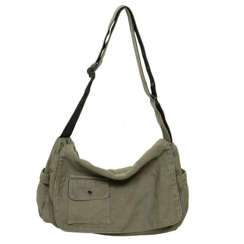 Casual Canvas Messenger Bag Versatile Flip Large Capacity Shoulder Book Bag For Student Adjustable Crossbody Bag For Men Women - M & M Global