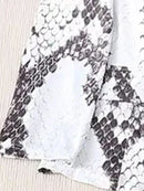Women's Gradient Color and Snake Print Business Casual Two-Piece Suit Set, Double Breasted Long Sleeved Lapel Suit Jacket and Hi