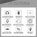 Men Gift Gold Wireless Headphones Bluetooth Earphone Stereo Headset Game with Build-in MIC with Universal for Android and iOS